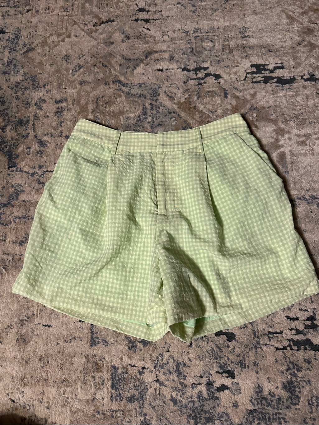 Le Lis Light Green Gingham Shorts